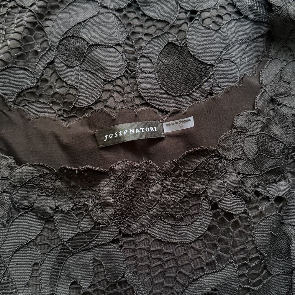 Josie Natori Black Lace Sheath Dress Womens 10 Sleeveless Stretch Bodycon LBD - Picture 10 of 14